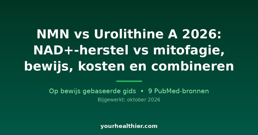 NMN vs Urolithine A 2026: NAD+-herstel vs mitofagie, bewijs, kosten en combineren